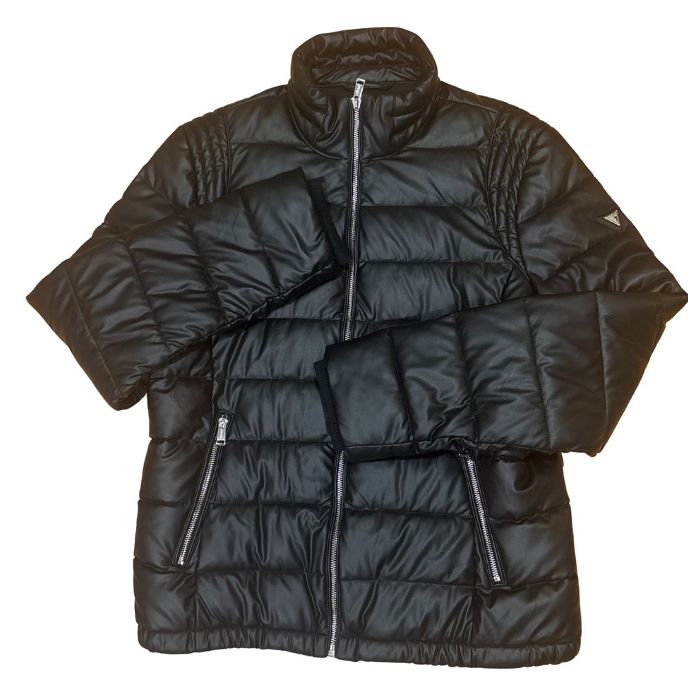 🖤 GUESS Faux Leather Quilted Bomber Jacket – XL – NWOT – MSRP $198 🖤